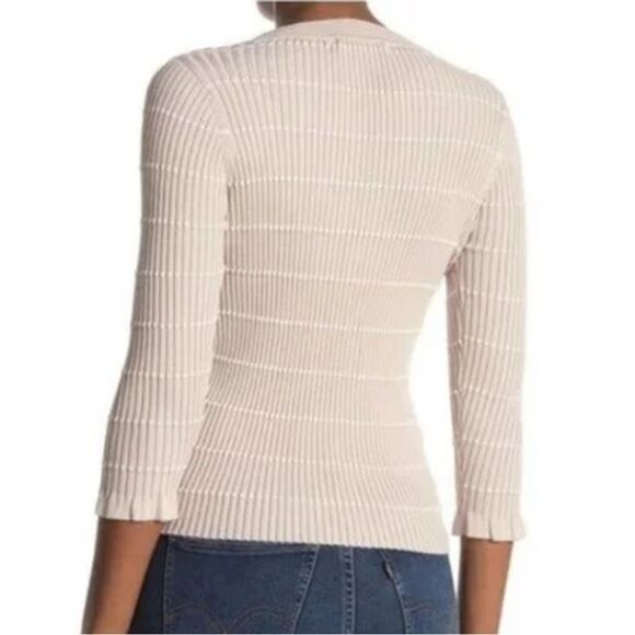 Heartloom Sweater Women XS Buff Beige Lace Up Ribbed Knit Tassel Tie Boho Casual - Picture 7 of 7